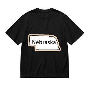 Nebraska State Outline Graphic Tee - Black